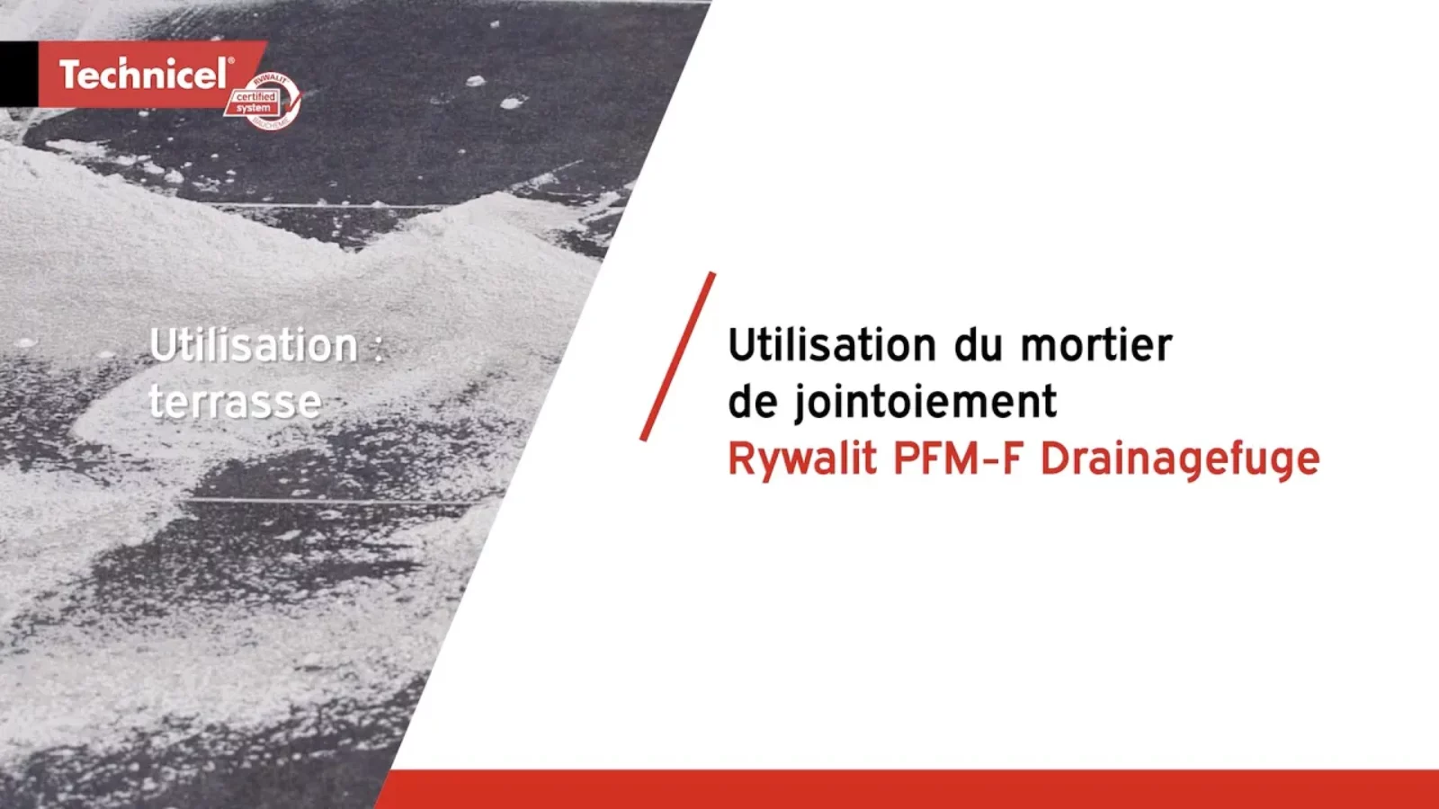 Vidéo démo de l'utilisation du mortier de joitoiement Rywalit PFM F pour terrasse